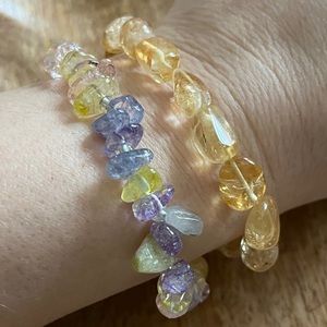 Yellow and purple bead bracelets